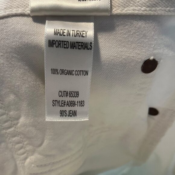 Agolde Women's 34 90s Mid Rise Straight In Fortune Cookie Cream White Button Fly - Picture 10 of 13